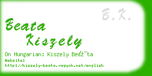 beata kiszely business card